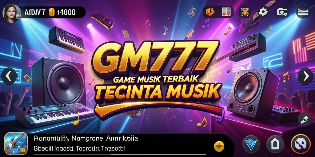Screenshot gameplay GM777 menampilkan pengalaman bermain musik yang interaktif.