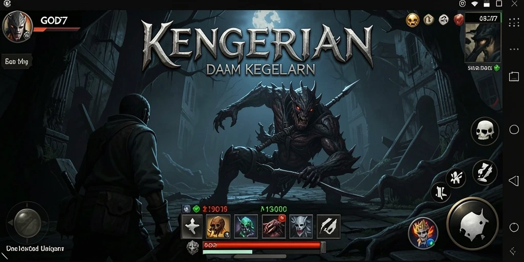 Screenshot menakutkan dari gameplay GOD77 yang penuh ketegangan.