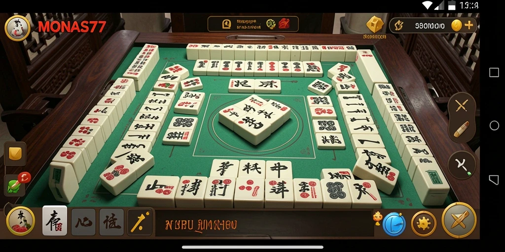 Screenshot MONAS77 menampilkan keseruan gameplay Mahjong yang menantang.