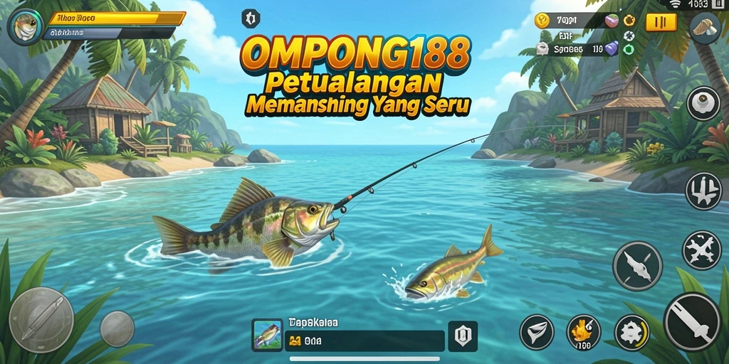 Gameplay OMPONG188 yang menampilkan momen seru saat memancing.