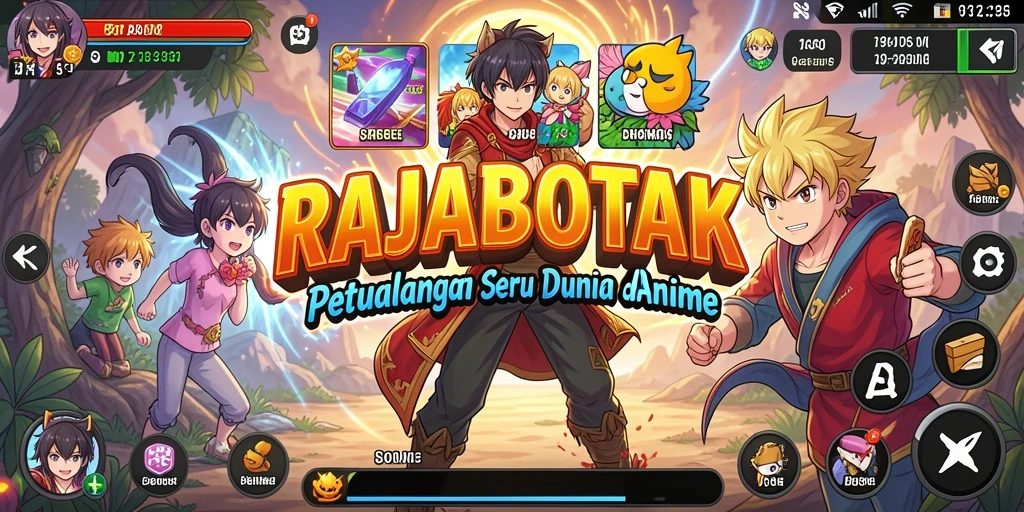 Tampilan menarik dari aktivitas gameplay RAJABOTAK di dunia anime.