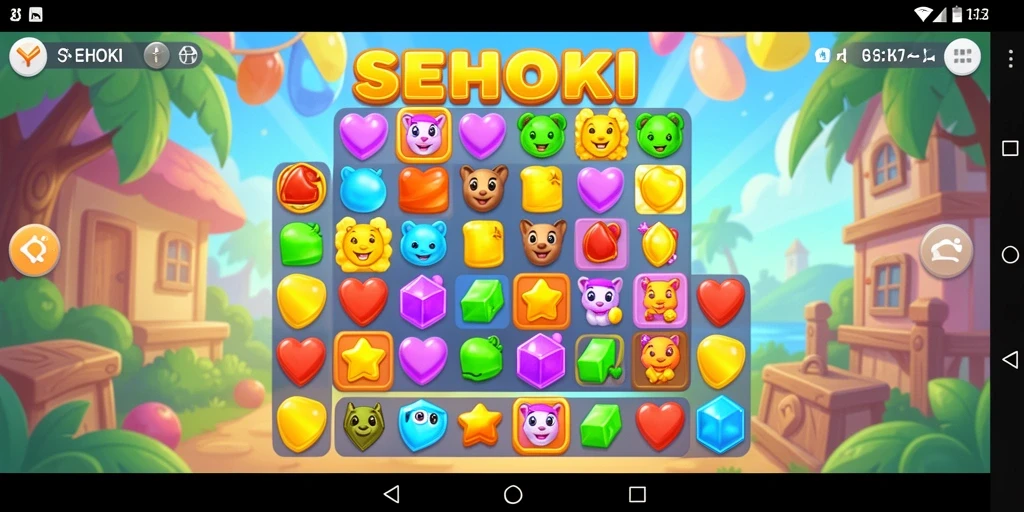 Tampilan gameplay SEHOKI dengan elemen Match-3 yang mengasyikkan.